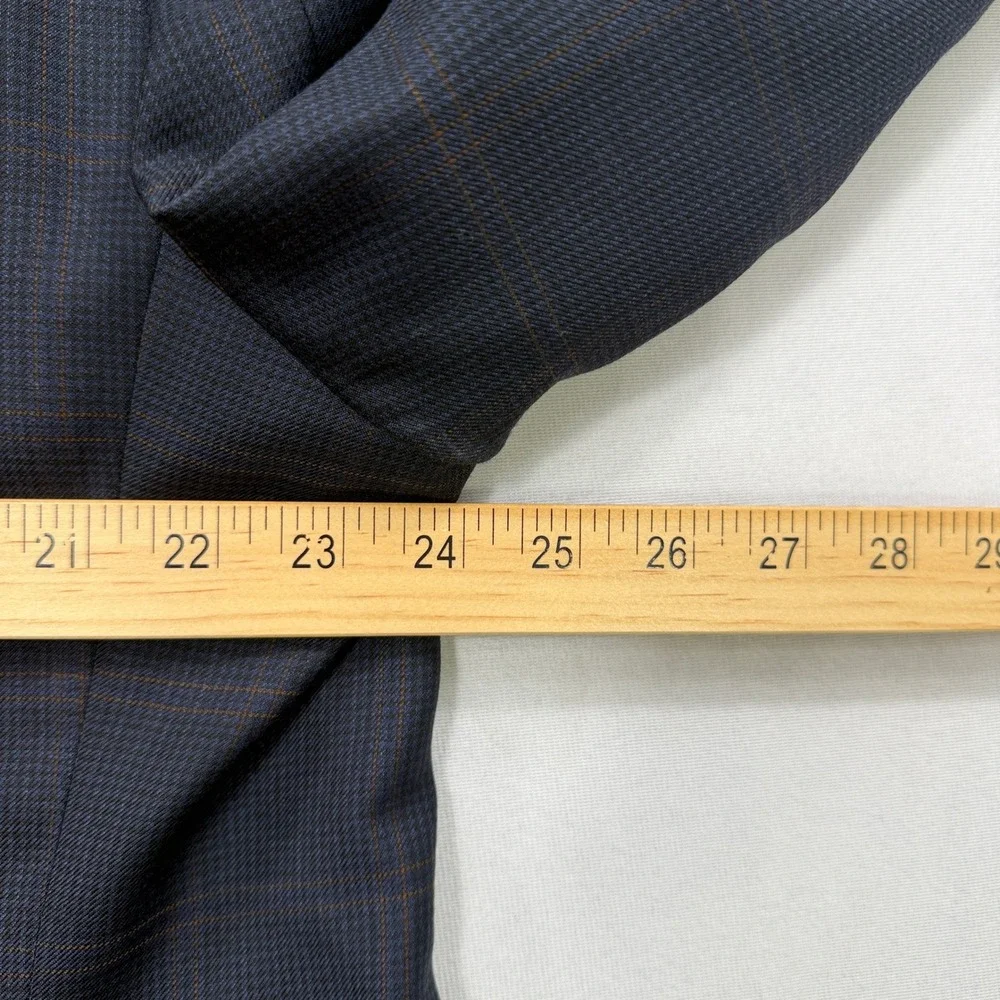 Brooks Brothers Blazer 1818 Madison Windowpane Wool Navy Blue Mens 48R